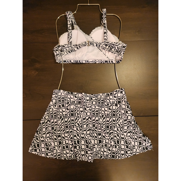 Tahari 2 piece Set Swimsuit Bathing Suit Dress - LARGE - Navy Blue White - Picture 5 of 16